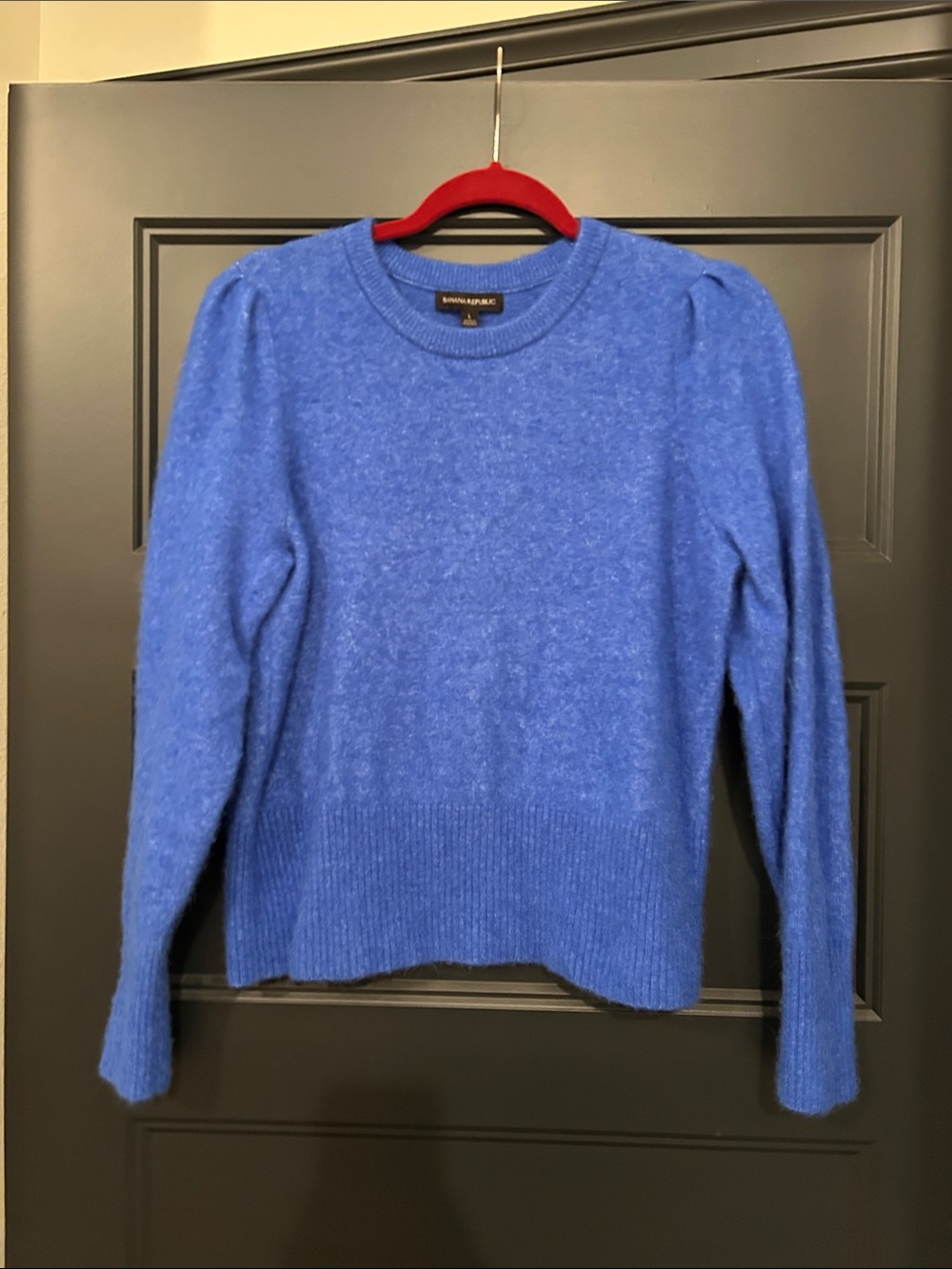 Banana Republic Royal Blue Puff-Shoulder Crewneck Sweater
